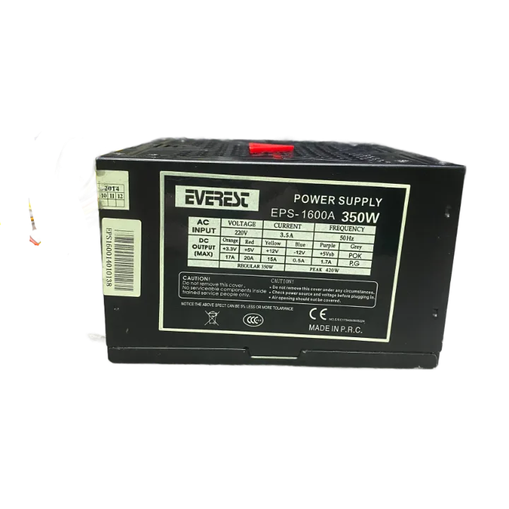 EVEREST 350WATT SİYAH KASA Power Supply 12CM FANLI GÜÇ Kaynağı(2 EL YENİLENMİŞ Ürün)