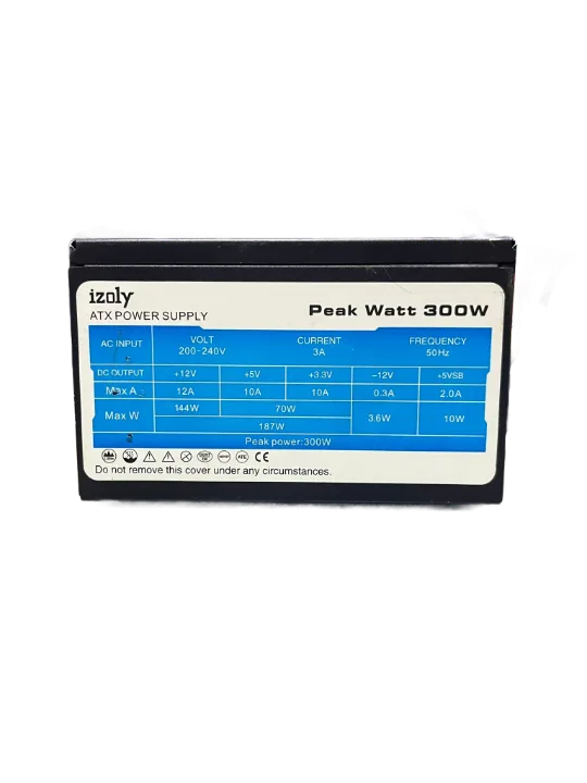 İZOLY 300 WATT Power Supply 8 CM FANLI GÜÇ KAYNAĞI SİYAH KASA (2 EL YENİLENMİŞ Ürün)