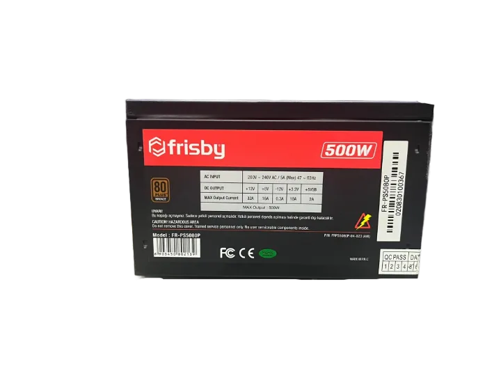 FRİSBY 500WATT Power Supply SİYAH KASA 12 CM FANLI GÜÇ KAYNAĞI (2 EL YENİLENMİŞ Ürün)