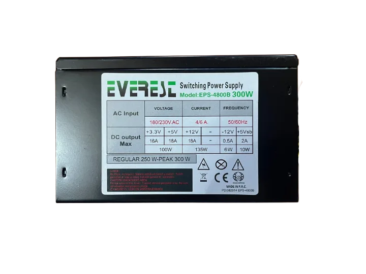 EVEREST 300 WATT Power Supply 12 CM FANLI SİYAH KASA GÜÇ KAYNAĞI (2 EL YENİLENMİŞ Ürün)