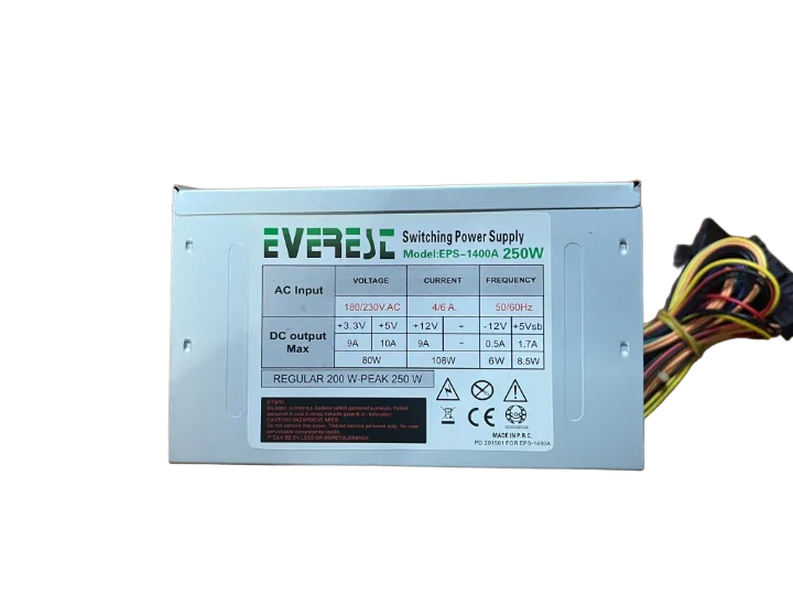EVEREST 250 WATT Power Supply 8 CM FANLI GÜÇ KAYNAĞI (2 EL YENİLENMİŞ Ürün)