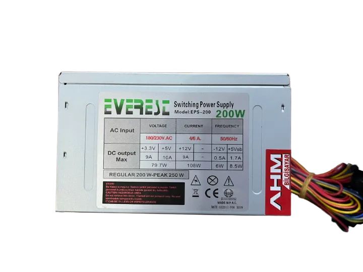 EVEREST 200 WATT Power Supply 8 CM FANLI GÜÇ KAYNAĞI (2 EL YENİLENMİŞ Ürün)