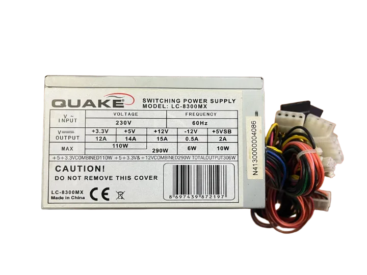 QUAKE 300 WATT Power Supply 12 CM FANLI GÜÇ KAYNAĞI (2 EL YENİLENMİŞ Ürün