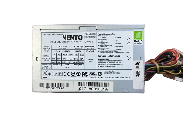 Asus VENTO 350 WATT Power Supply 12 CM FANLI GÜÇ KAYNAĞI GRİ KASA (2 EL YENİLENMİŞ Ürün)