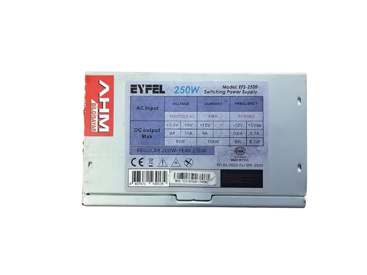Eyfel-ahm.250 WATT Power Supply 12 CM FANLI GÜÇ KAYNAĞI (2 EL YENİLENMİŞ Ürün)