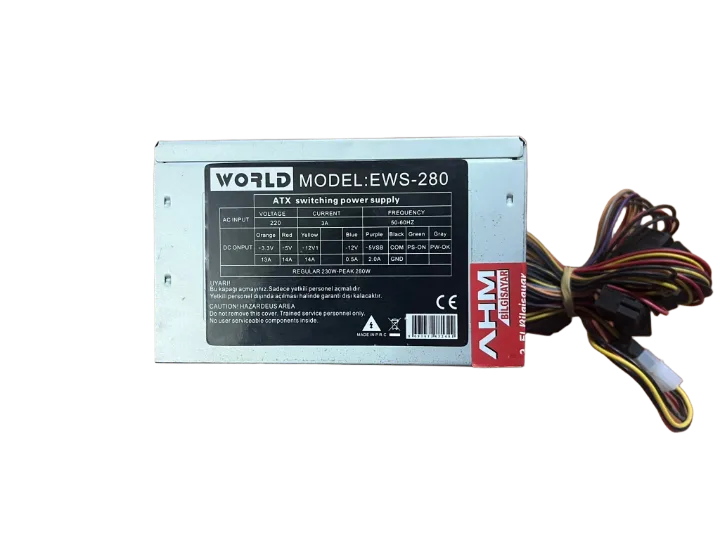 World-ahm.280 WATT Power Supply 8CM FANLI GÜÇ KAYNAĞI (2 EL YENİLENMİŞ Ürün)