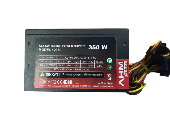 AHM 350 WATT Power Supply SİYAH KASA 12 CM FANLI GÜÇ KAYNAĞI (2 EL YENİLENMİŞ Ürün)