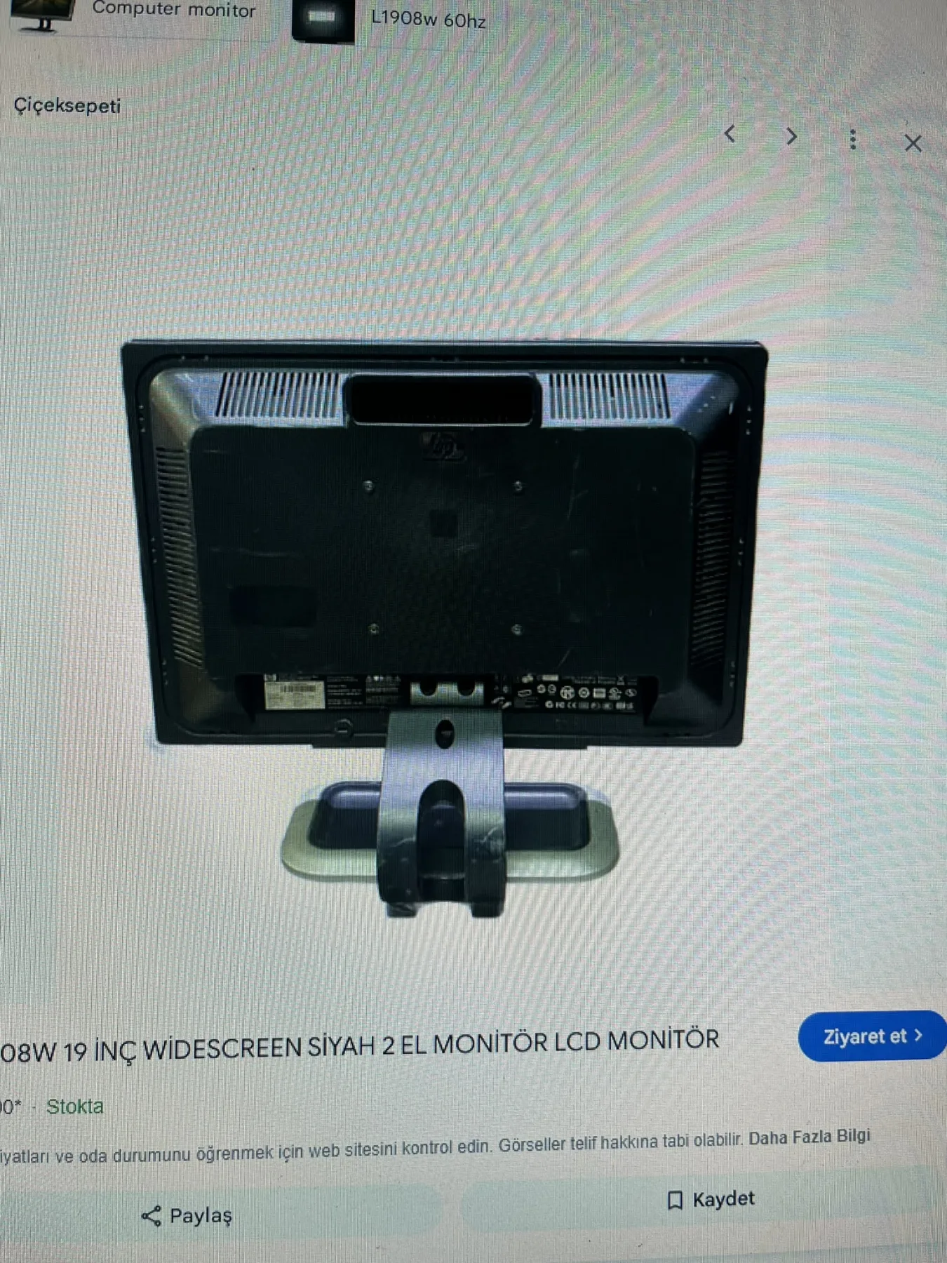 HP L1908W 19 İNÇ WİDESCREEN SİYAH 1440x900 LCD Monitör(2 EL Ürün)