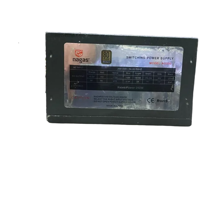 NAGAS 350 WATT Power Supply SİYAH KASA 12 CM FANLI GÜÇ KAYNAĞI (2 EL YENİLENMİŞ Ürün)
