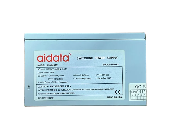 AIDATA 300 WATT Power Supply 12 CM FANLI 2 EL GÜÇ KAYNAĞI (2 EL YENİLENMİŞ Ürün)