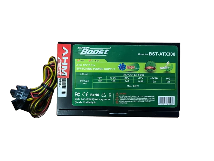BOOST 300WATT Power Supply 12CM FANLI GÜÇ KAYNAĞI SİYAH KASA (2 EL Ürün)