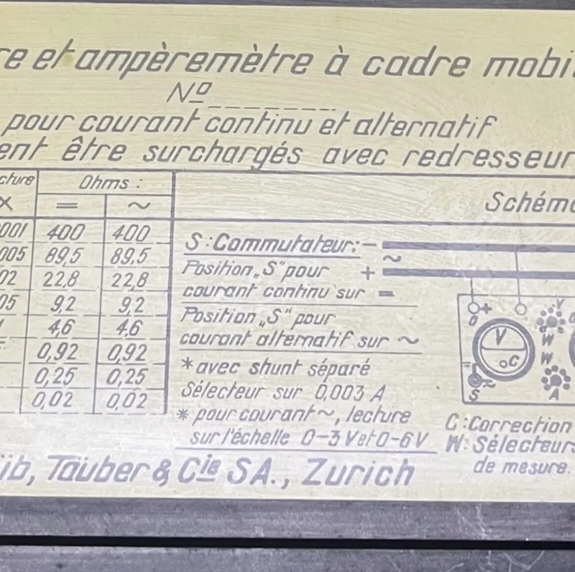 Vintage Trüb, Täuber & Co.çok Kademeli Harici Akım Şönt Direnç Ünitesi