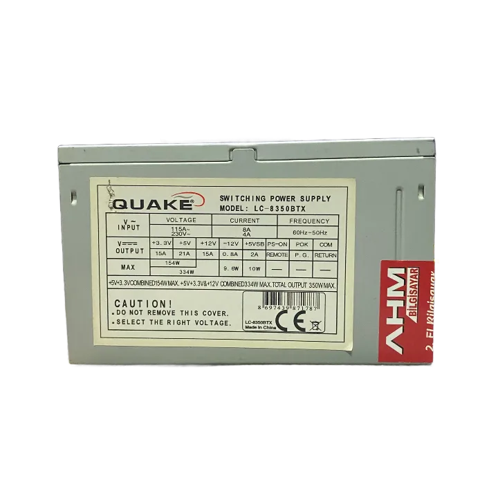 QUAKE 350 WATT Power Supply 8 CM FANLI GÜÇ KAYNAĞI (2 EL YENİLENMİŞ Ürün)
